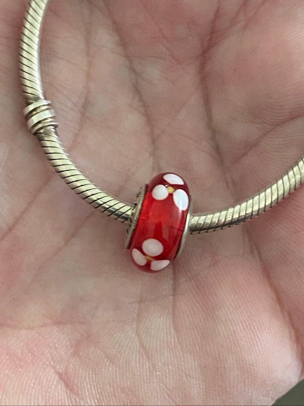 Authentic Pandora Pandora “Flowers for You" Red Murano Glass Charm
